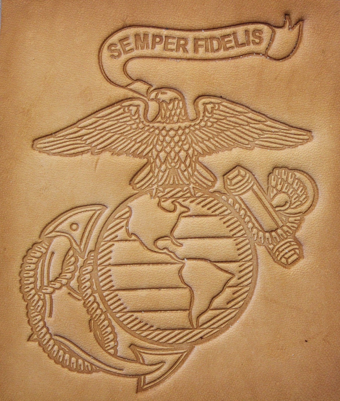 ACRYLIC Leather Embossing Stamp MARINES INSIGNIA for Veg Tanned Leather