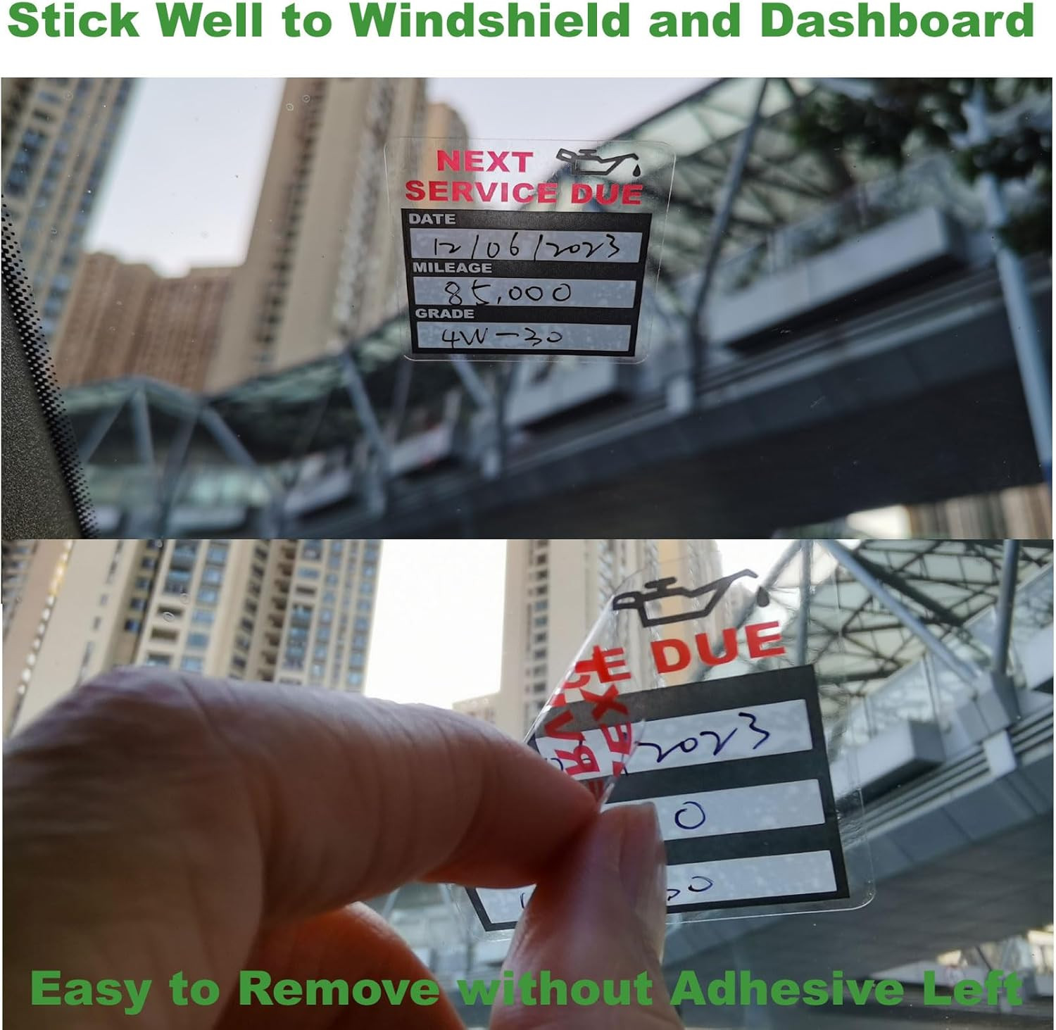 Oil Change Stickers Static Cling, 120Pcs 2X2 Inches Oil Change Reminder Sticker