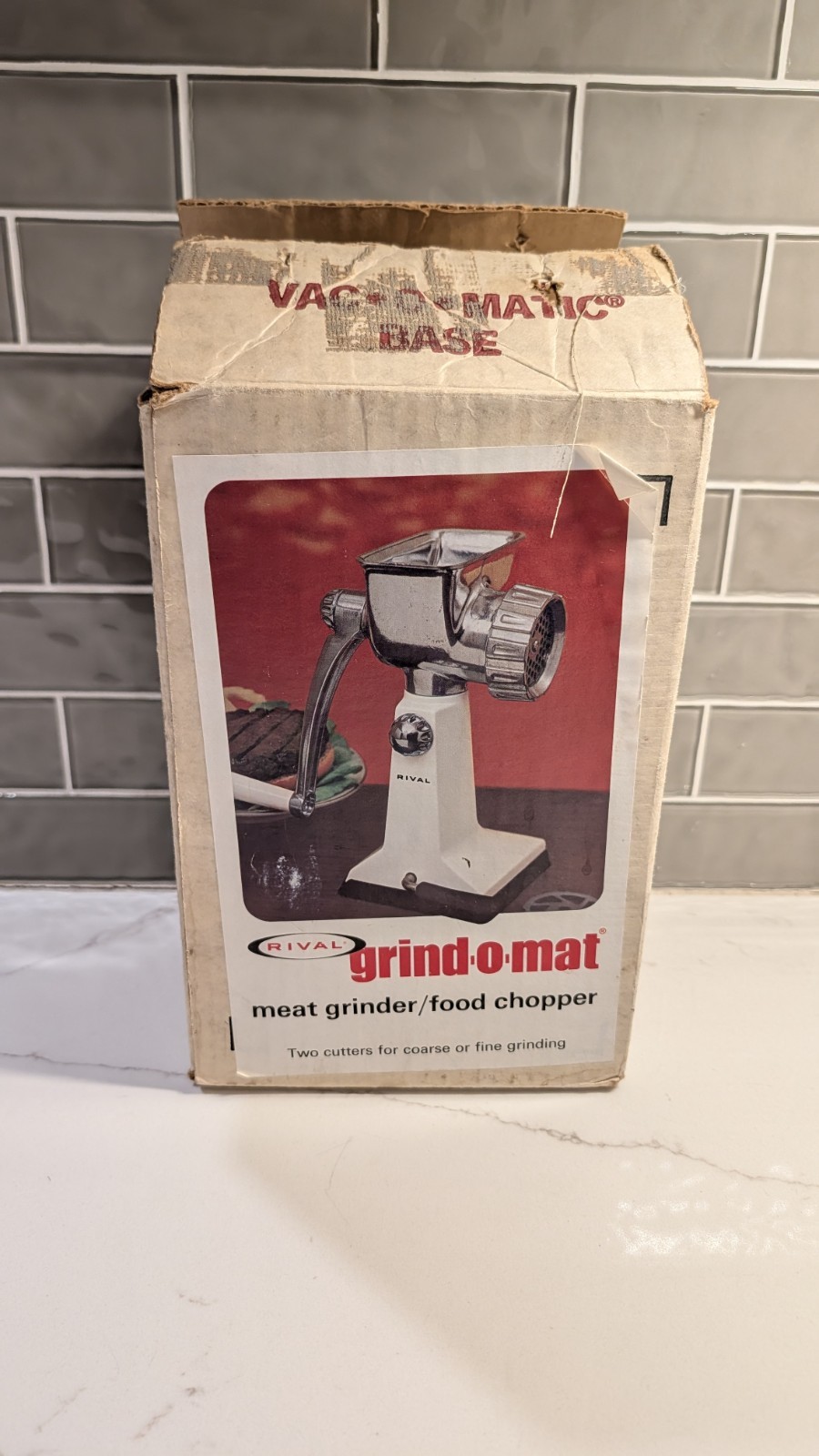 Vtg Rival Grind-O-Mat Meat Grinder/Food Chopper White Model 303 w/Manual & Box