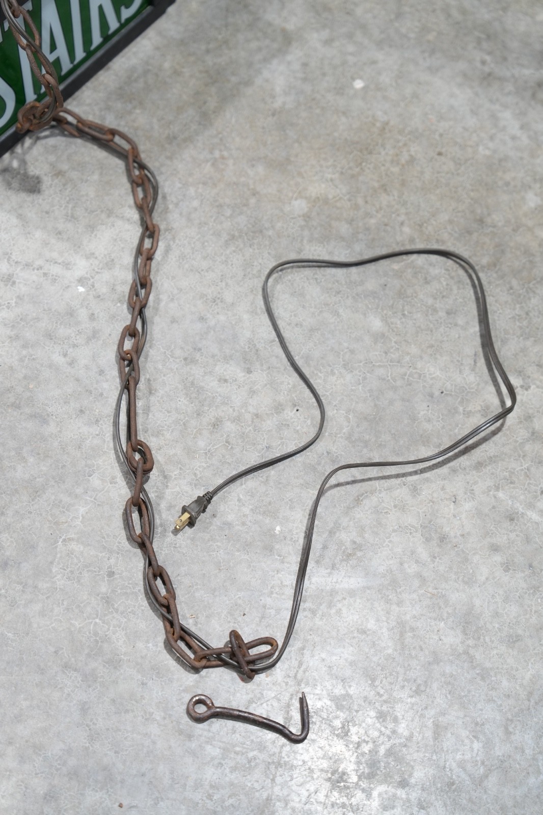 Vintage Stairs Lighted Sign Reverse Painted Glass Green Exit Light Stairway