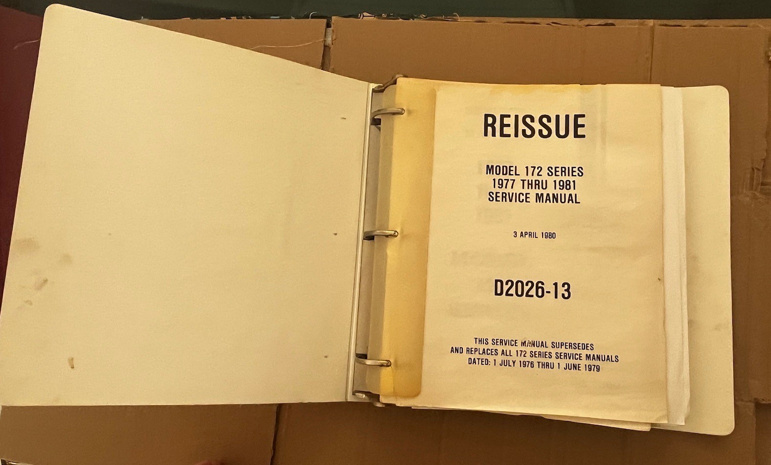 1977-1981 CESSNA 172 Series Service Manual D2026-13 Original