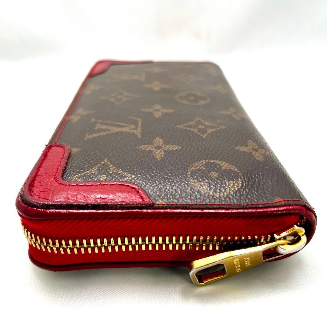 LOUIS VUITTON Monogram Retiro Round Zip Long Wallet Cerise Brown M61854