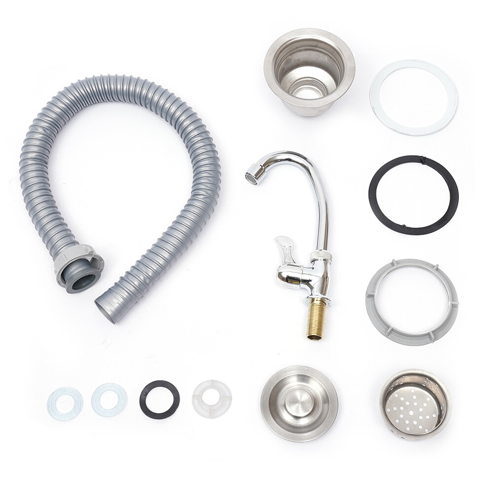 Commercial Kitchen Sink Prep Table w/ Faucet Stainless Steel Single Compartment