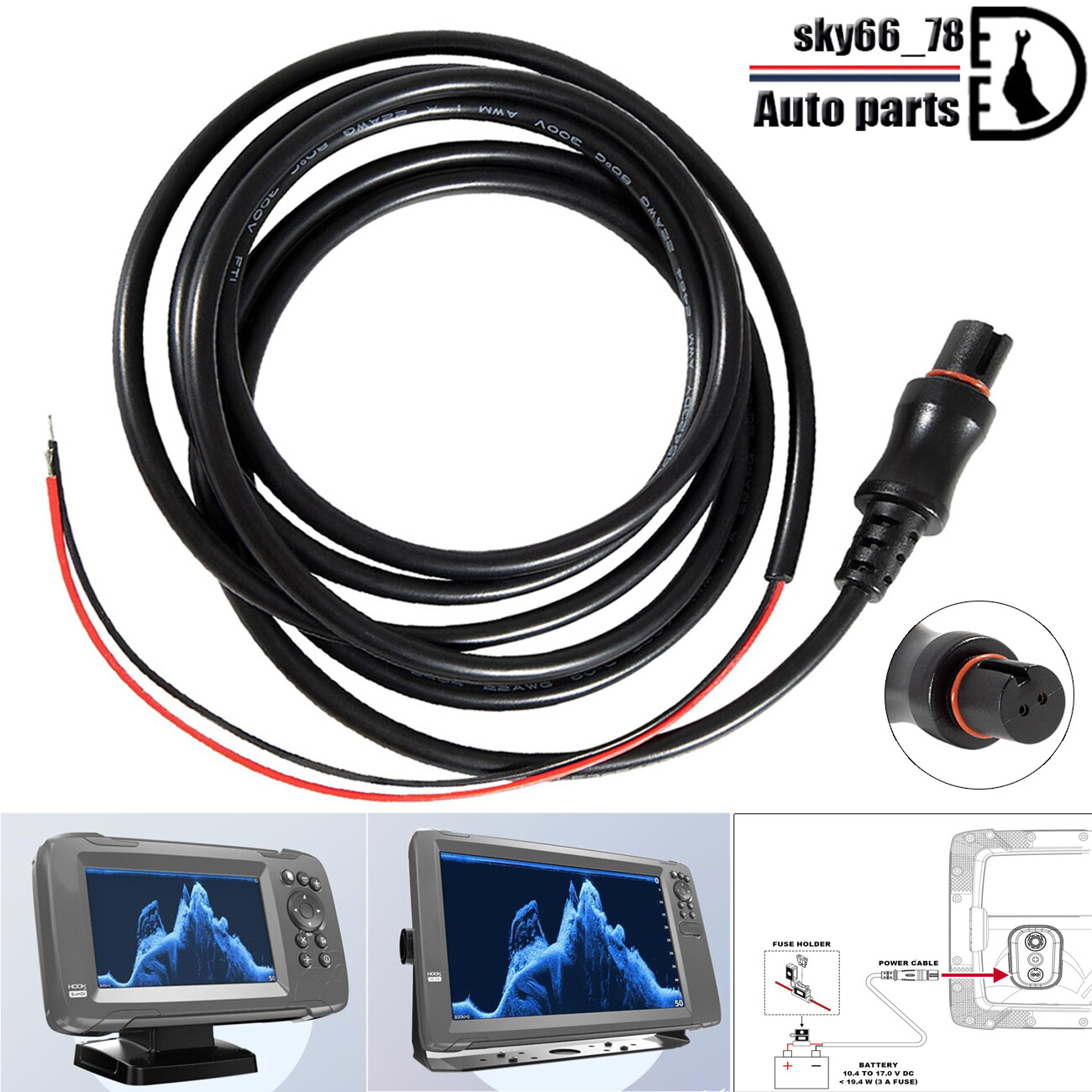 000-14172-001 Hook2 Power Cable Replace for Lowrance HOOK Models 5" 7" 9" 12"