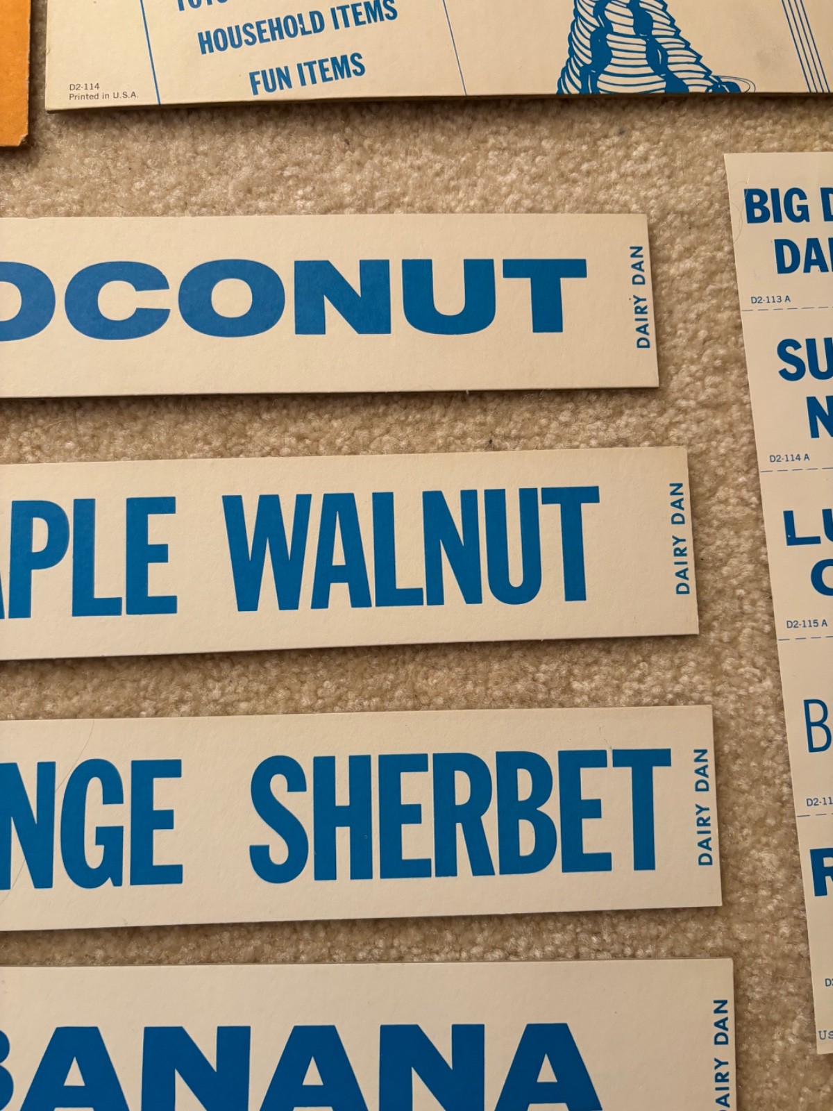 1962 Vintage Dairy Dan Inc. Ice Cream, Daily Flavor Menu Board