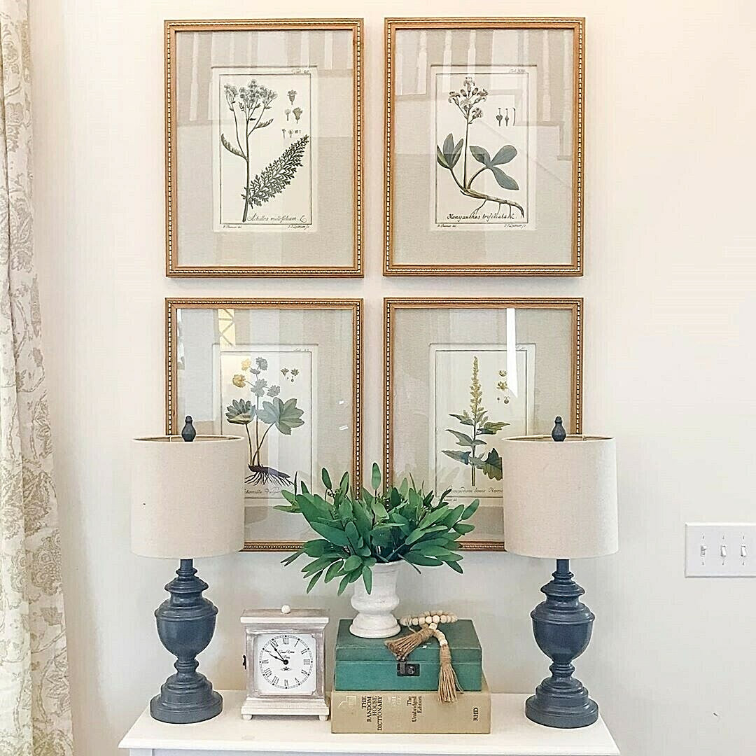 Botanical Study Leaf Berry Flower Wall Art Gold Frame Set Of 6 ~ Uttermost 33651