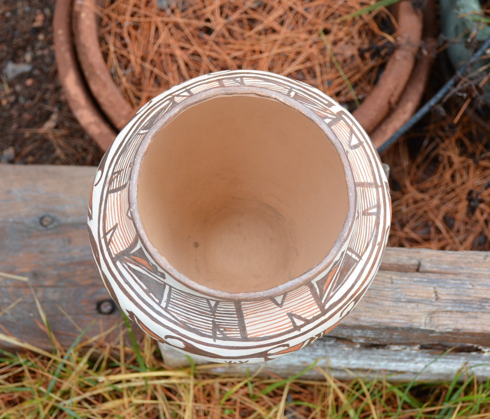 Old Zuni Traditional Olla Pot - Heartline Deer with Birds and Geometrics