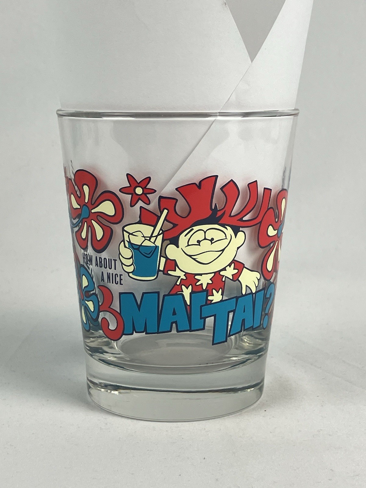 How About a Mai Tai? Mai Tai Glass Jeff Granito Tikiland Trading 14 Oz Blue New