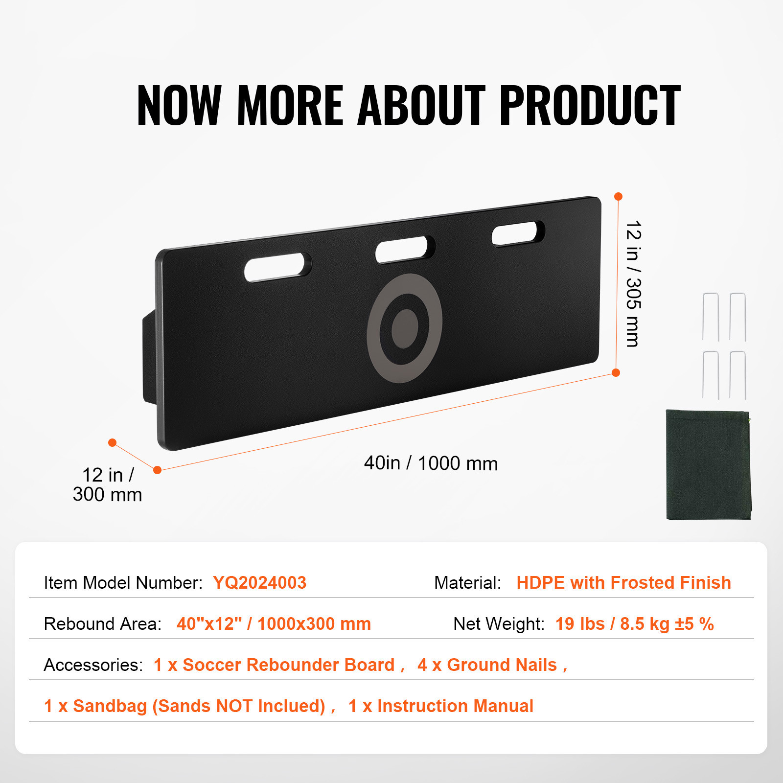 40"X12" Soccer Rebounder Board Portable Soccer Wall with 2 Angles Rebound