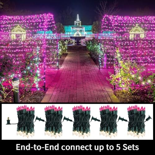 Pink Clear Christmas Valentine's String Lights 100 Pink and Clear-Green Wire