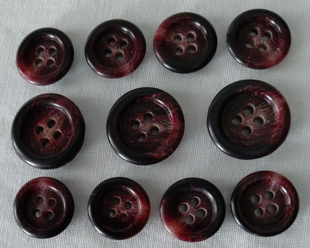 11 New Real Horn Red Buttons For Suit Blazer Jacket 20mm 15mm Superhorn Italy