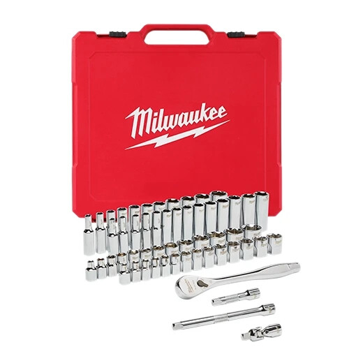 Milwaukee 48-22-9008 3/8" Drive 56PC Ratchet & Socket Set - SAE & Metric