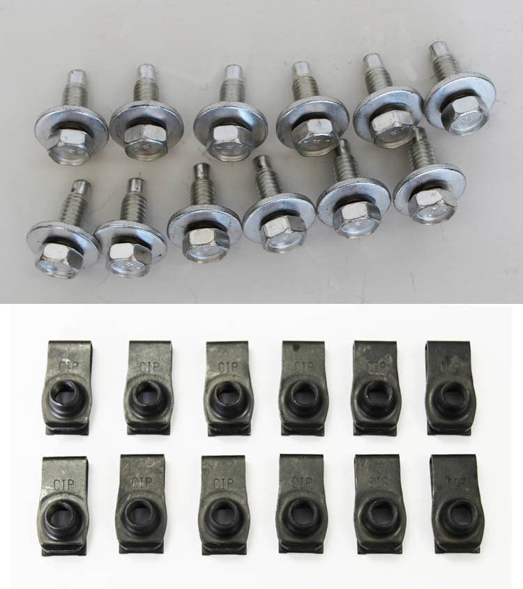 NEW - Mustang cadmium plated Fender Bolts and Clip Nuts Set of 24 Cad 1964-1970