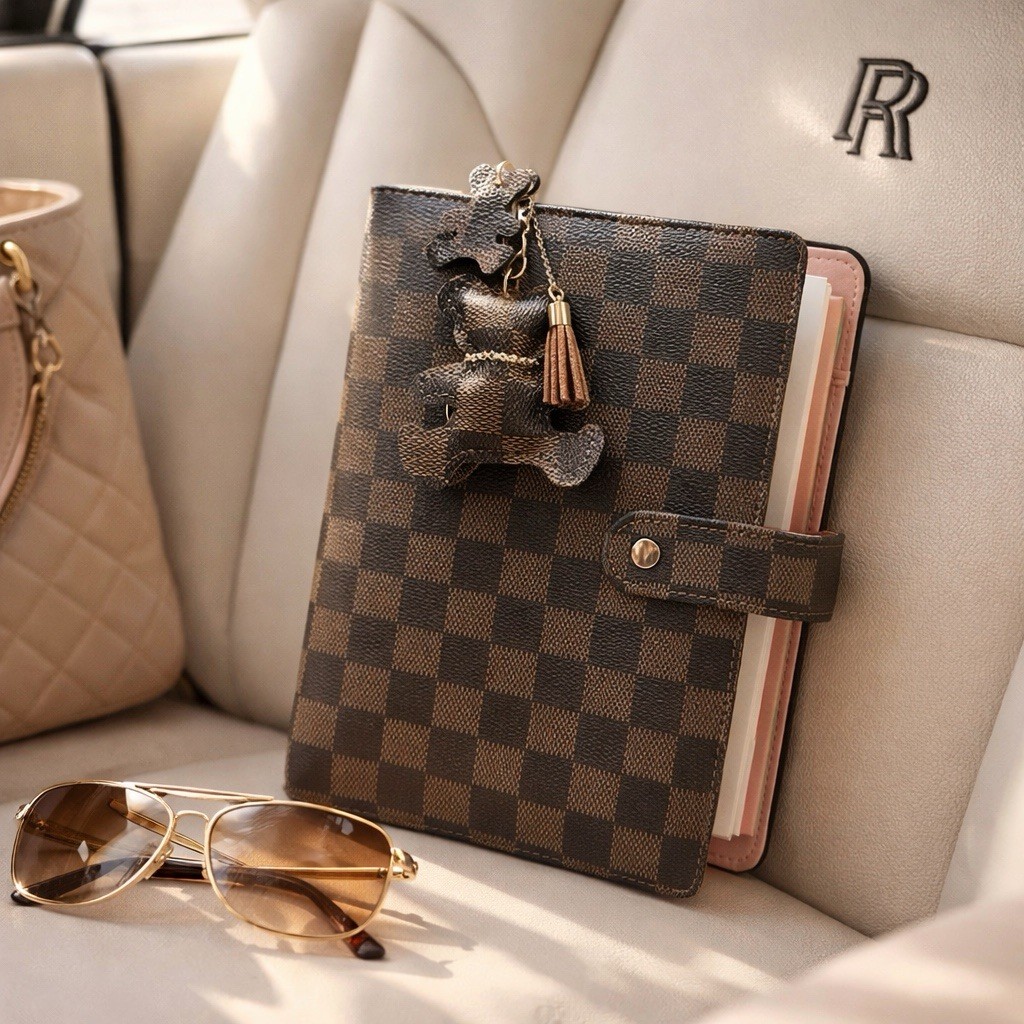 PU Leather Notebook A5 Ring Binder Budget Planner Organizer Cover And Keychain