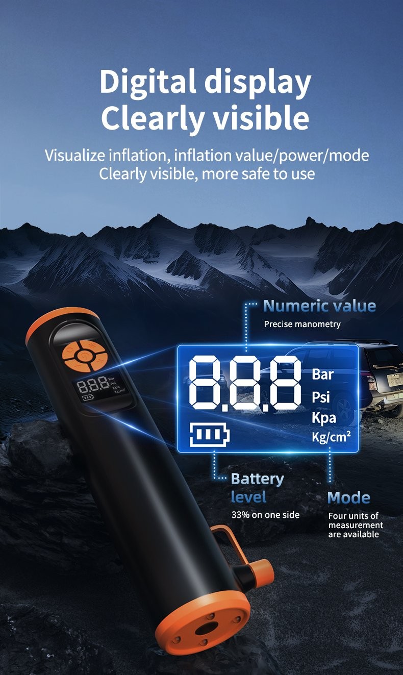 Portable Tire Inflator Rechargeable Air Compressor Pump 150PSI for Car Bike Ball