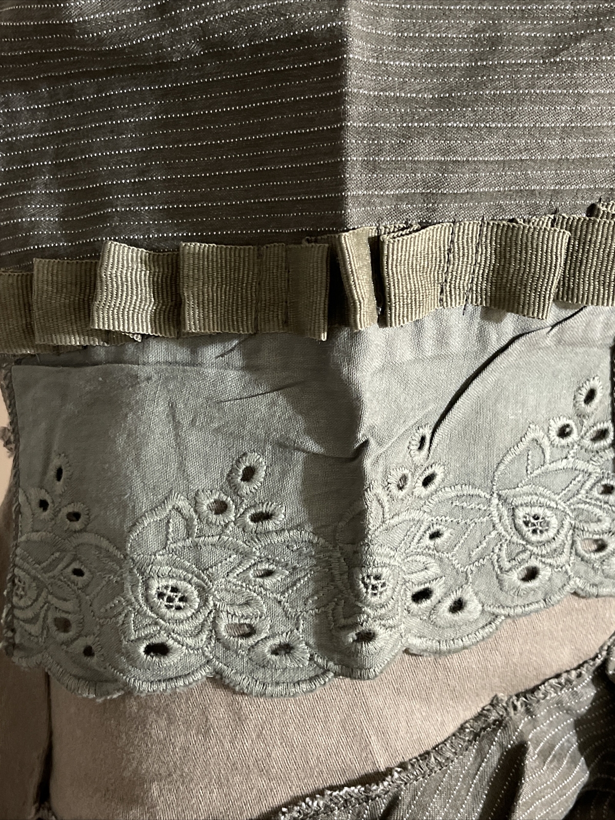 Women’s Forest Green Striped Cotton Casual Asymmetric Button Zipper Size S Skirt