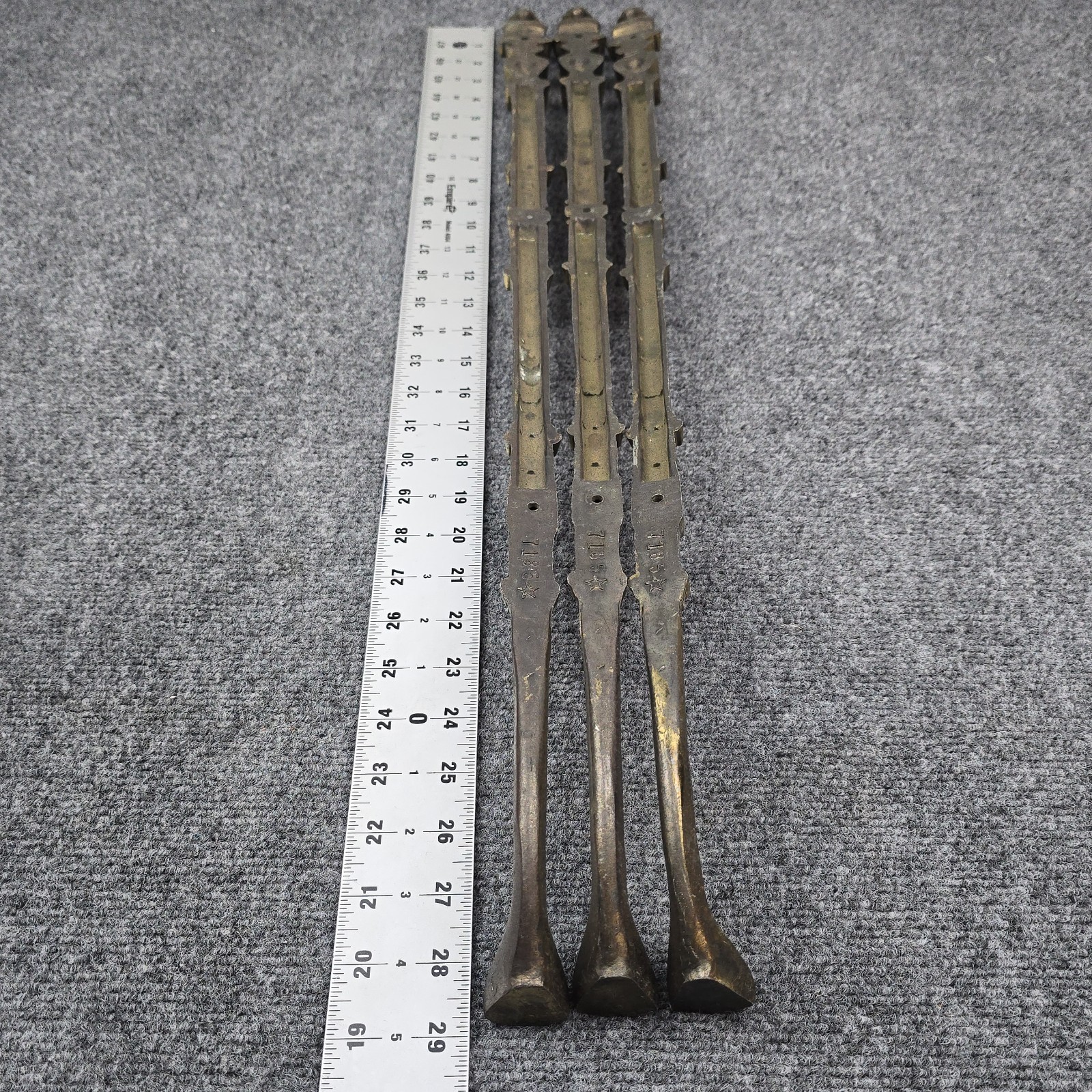 Antique Furniture Legs Ornate Brass Set Of 3 Claw Feet Figural Faces 29”