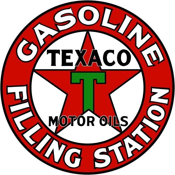 Texaco Gasoline Filling Station, Motor Oil NEW METAL SIGN: 12" Dia. Round