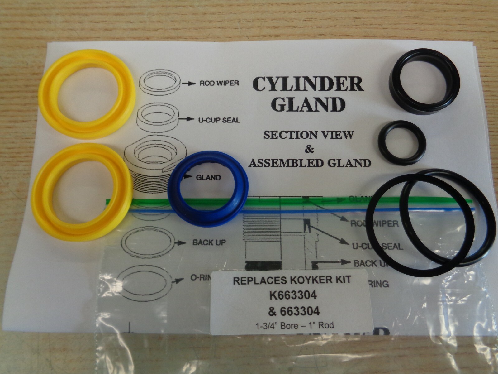 # 663304 Koyker seal kit replacement for cyl / with 1-3/4" bore & 1" Rod K663304