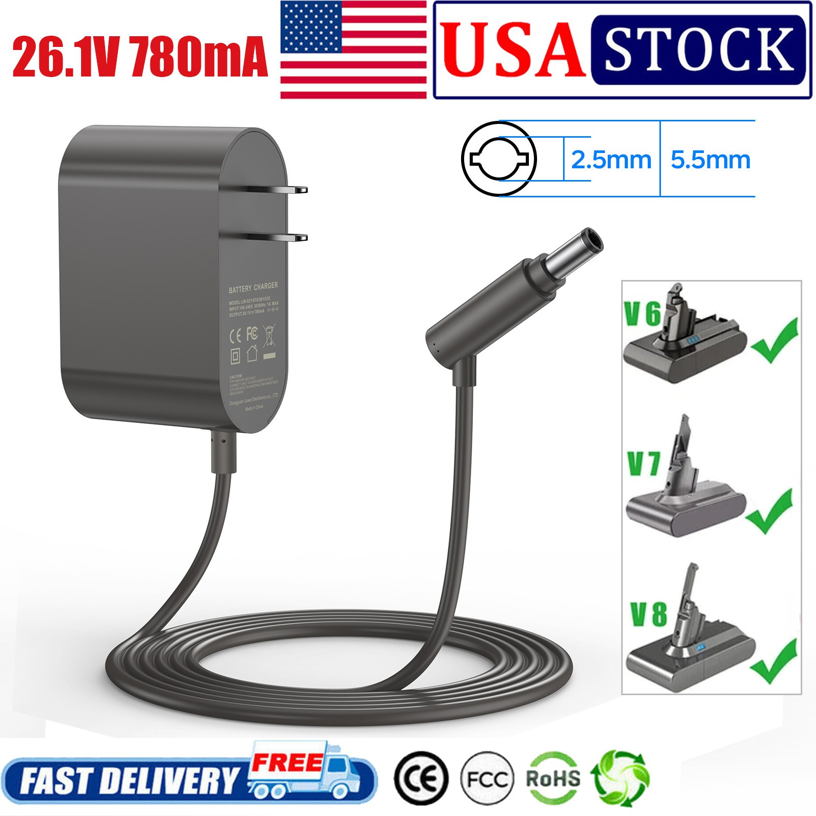 Charging Cord Charger for DysonV6 V8 V7 DC58 DC59 DC61 DC62 SV03 SV04 SV05 SV06