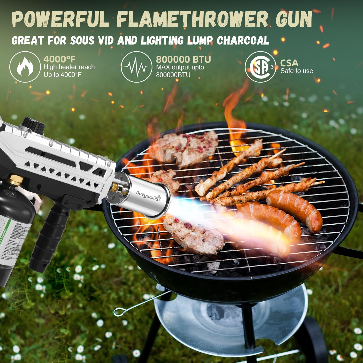 Powerful Propane Torch Gun Flamethrower with Adjustable Flame 800000BTU Blow