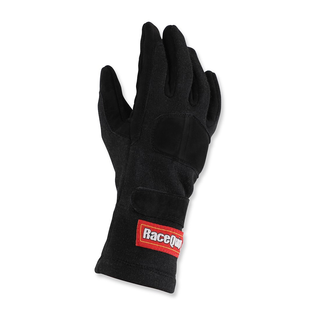 Racequip Safequip 2 Layer Large Black/Black 355 Series Driving Gloves P/N 355005