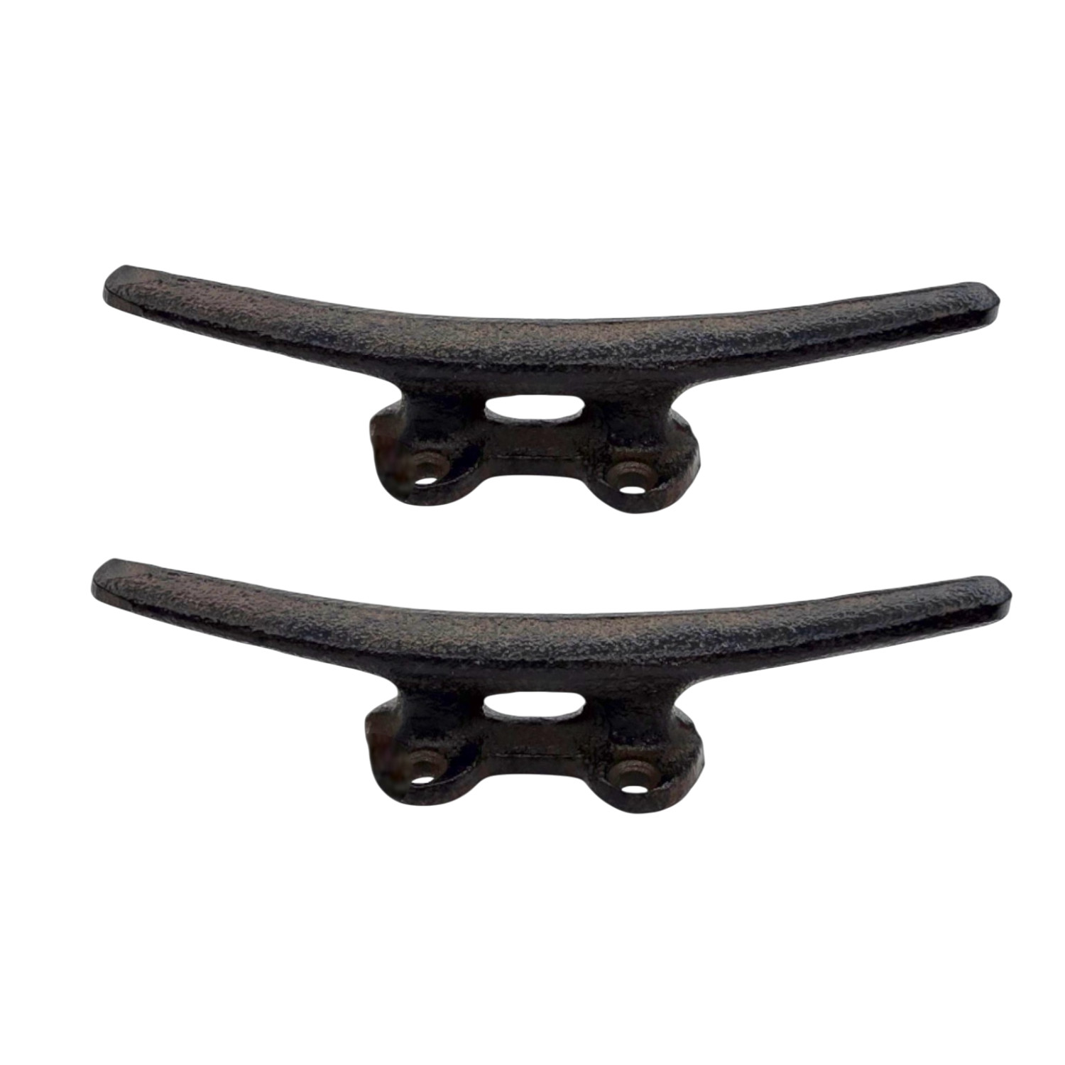 2 Cleat Boat Hooks Handles Cast Iron Ship Dock Nautical Decor Rustic Finish 5 in