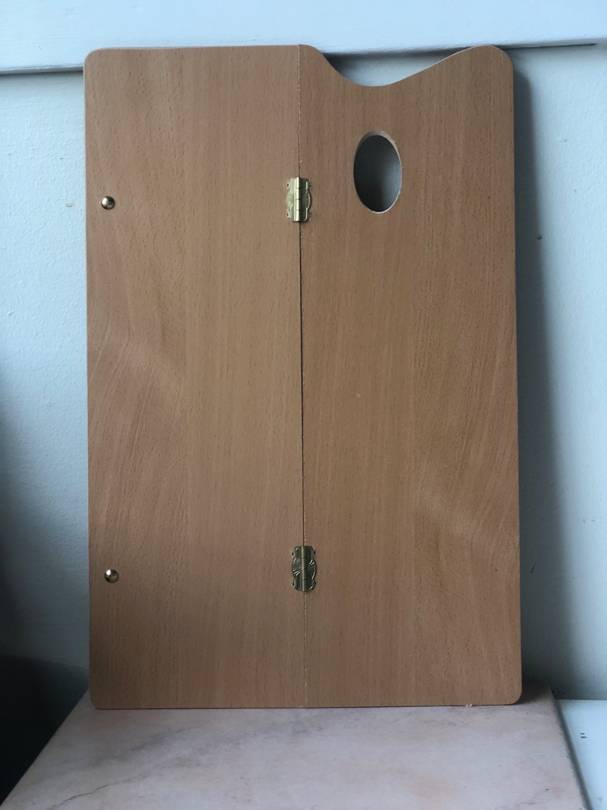 Foldable Wooden Oil Painting Artist Palette, Hinged, Travel Art Palette