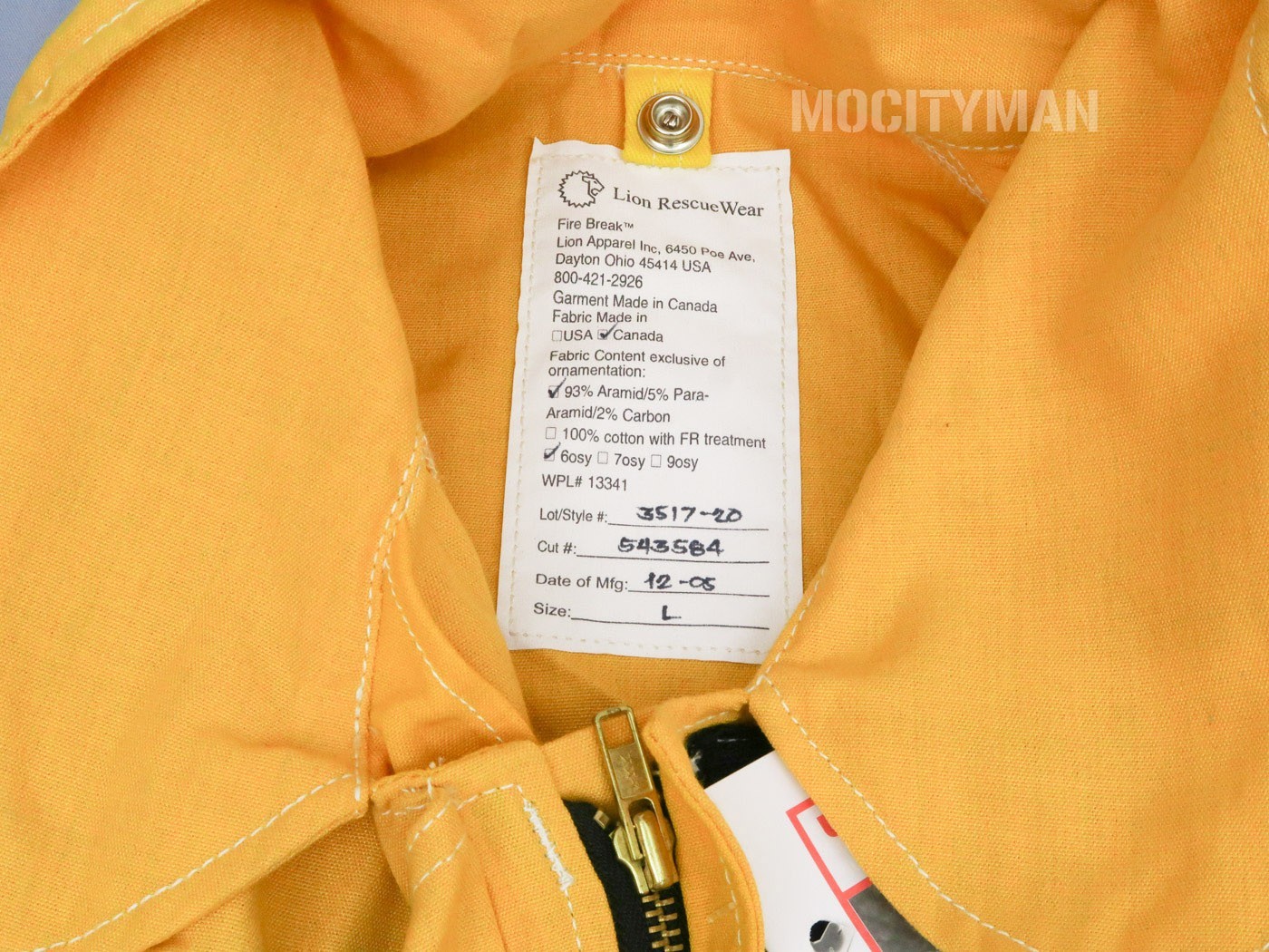 Lion Apparel Wildland Brush Fire Firefighter Aramid Jacket Coat Large Regular