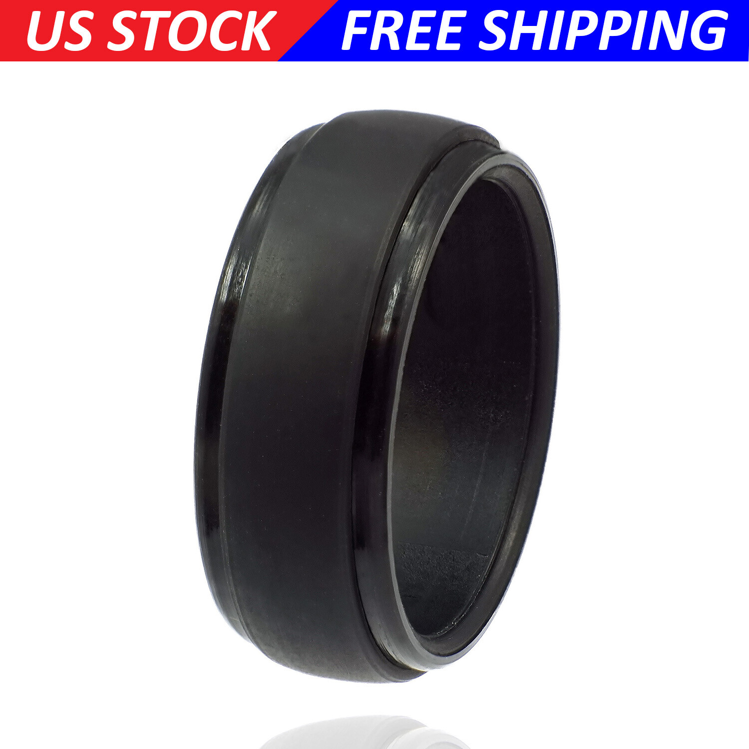 SILICONE WEDDING RING for Men by LiveLife BLACK GROOVE Rubber Band (Single Pack)