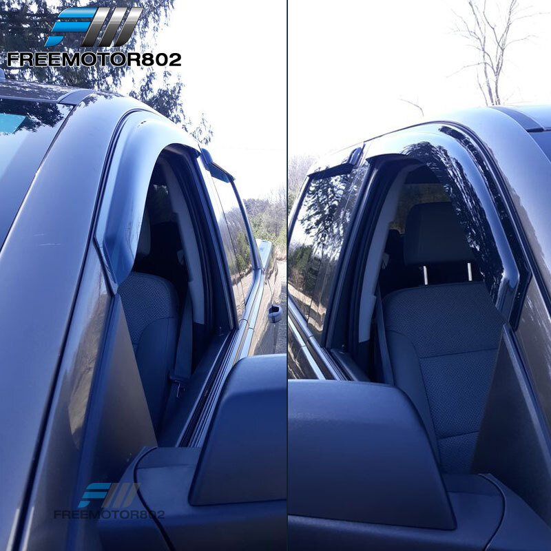 Fit 14-19 Chevy Silverado GMC Sierra Crew Cab Window Visors Rain Deflector