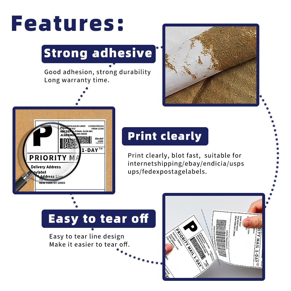 500 4"x6" Fanfold Direct Thermal Shipping Labels for Zebra and Rollo Printers