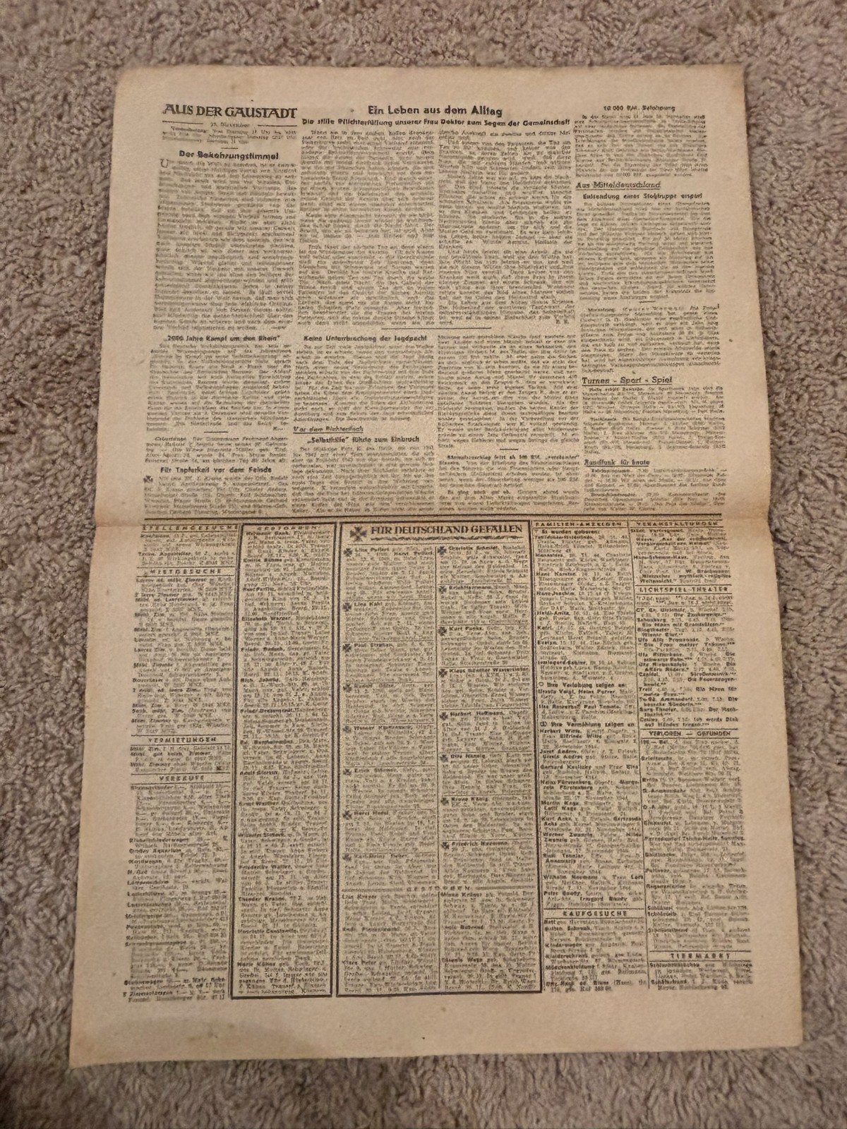 WW2 Period German Newspaper November 21, 1944