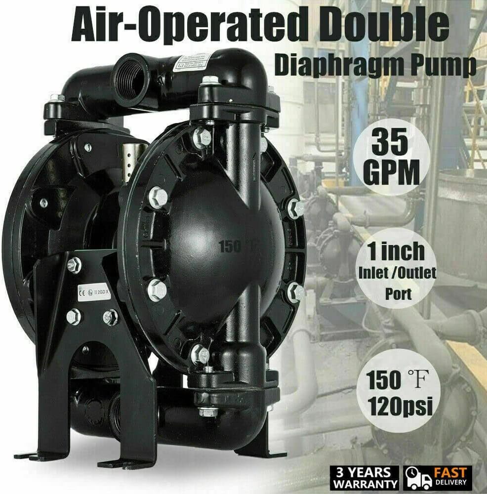 35Gpm Pneumatic Dual Diaphragm Pump Air-Operated Waste Oil Transfer Pump 120PSI