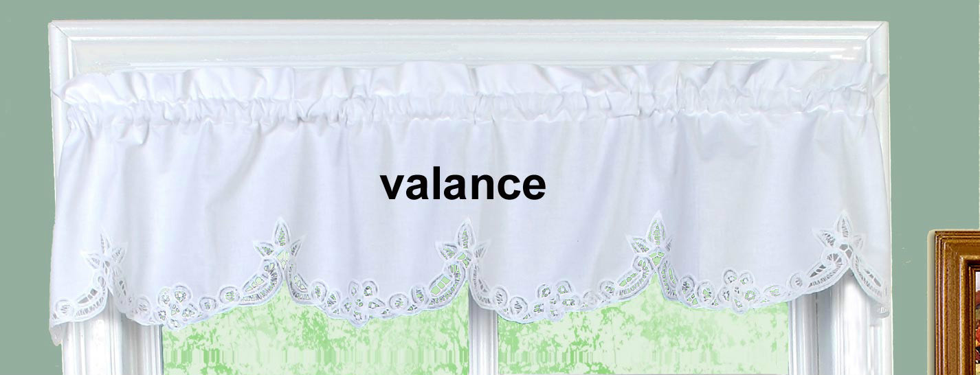 White Battenburg Lace Kitchen Curtain Valance Tier Swag by Creative Linens