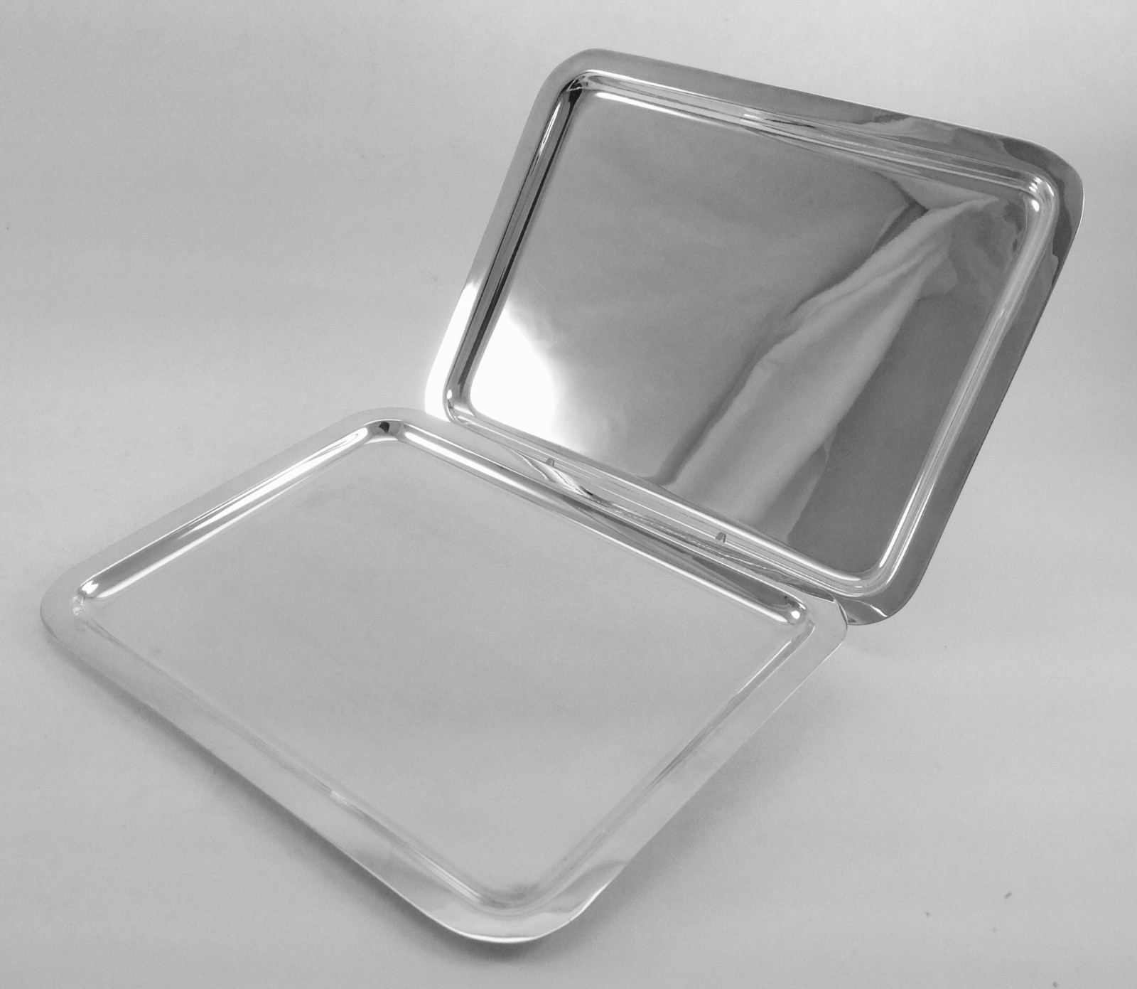 Silver Oblong Coffee Tray , Raw Edge/Plain. 11 in.