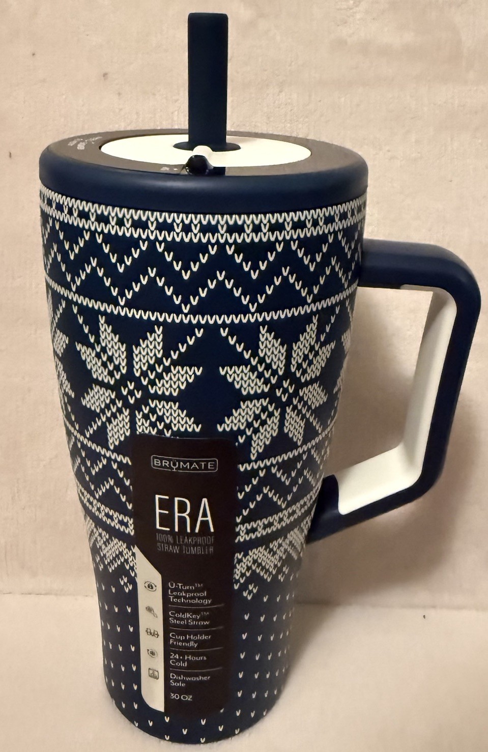 NEW Brumate Limited Edition 30 Oz ERA Straw Tumbler Coffee Mug Blue Alpine Knit