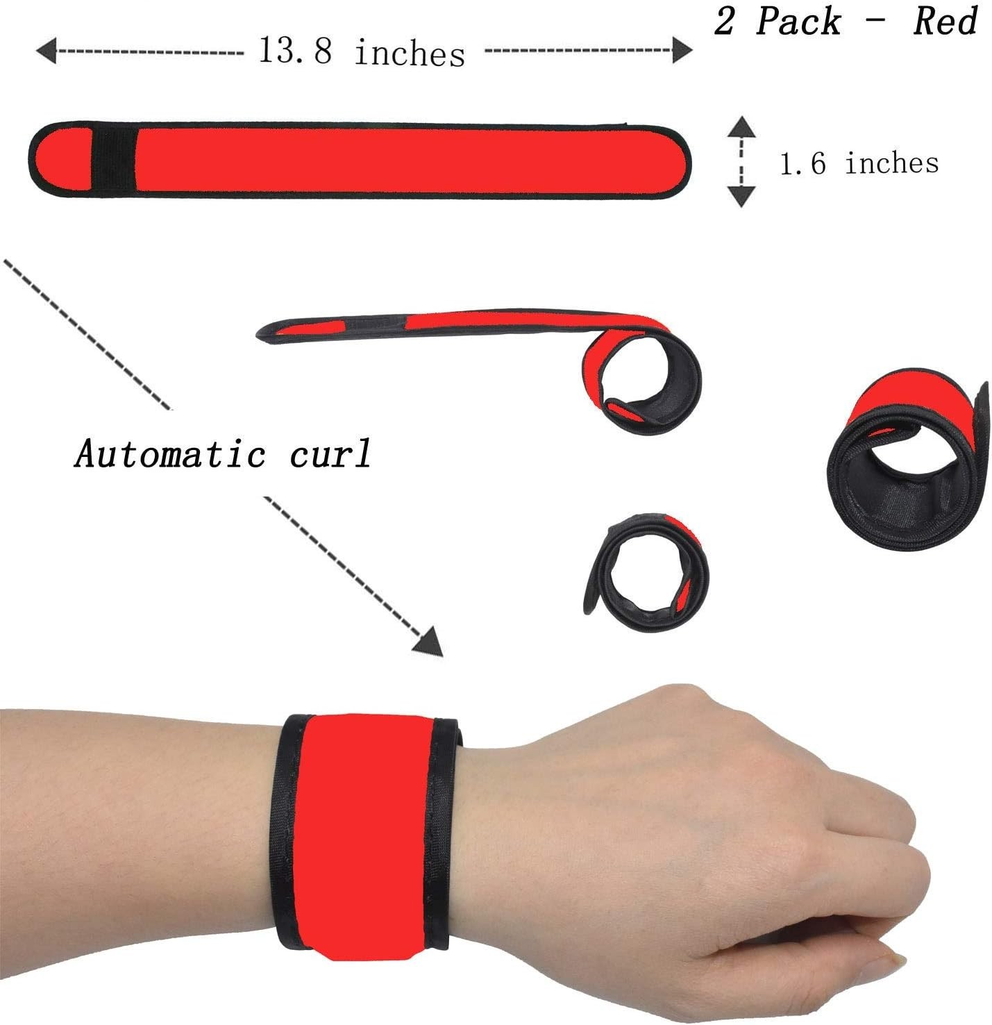 LED Glow Slap Bracelets Light Up Wristbands Flashing Arm Wrist Bands High Vis...