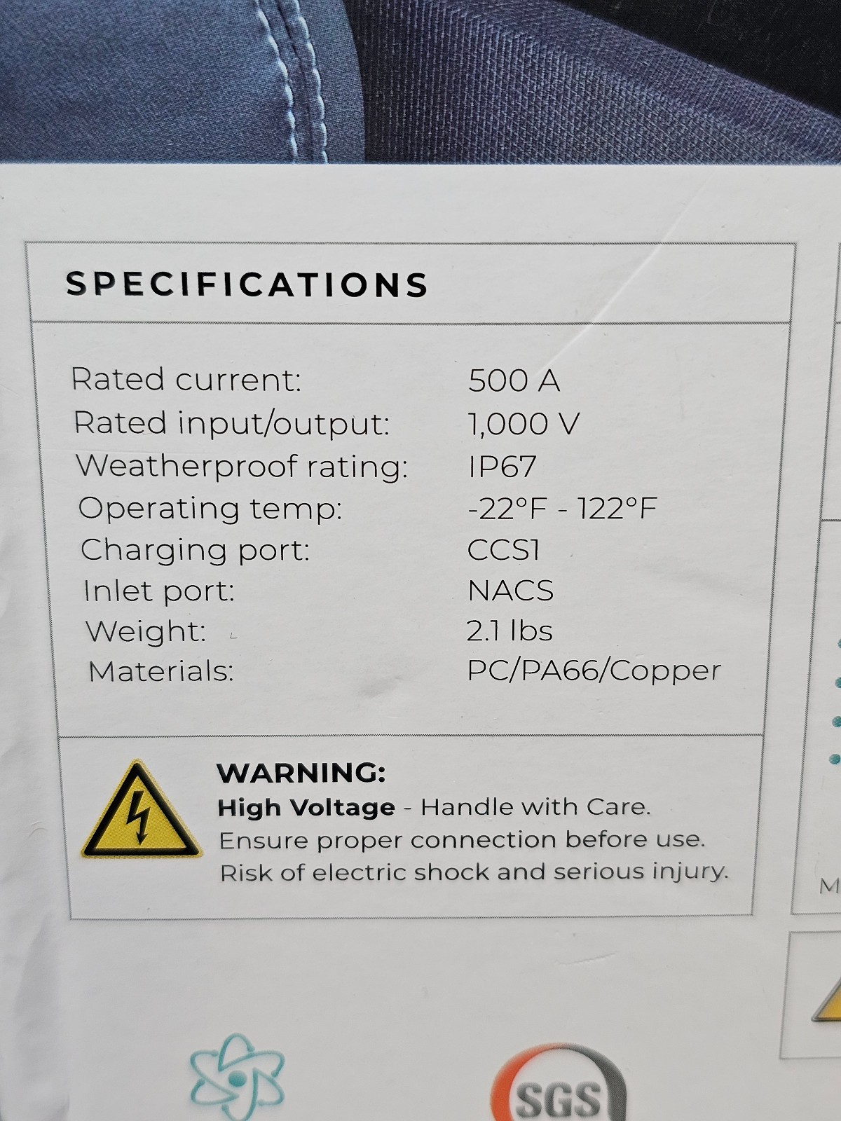 Lectron Vortex Plus Supercharger NACS to CCS Adapter w/ Interlock 500A/1000V New