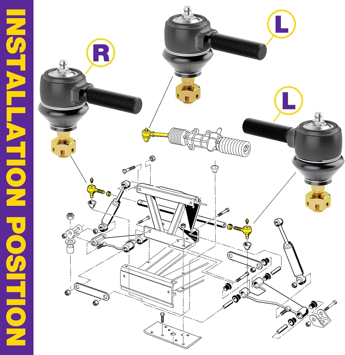 Club Car Ds Tie Rod End Fits 1976-2008 Club Car Ds Gas & Electric OEM#7539 7540