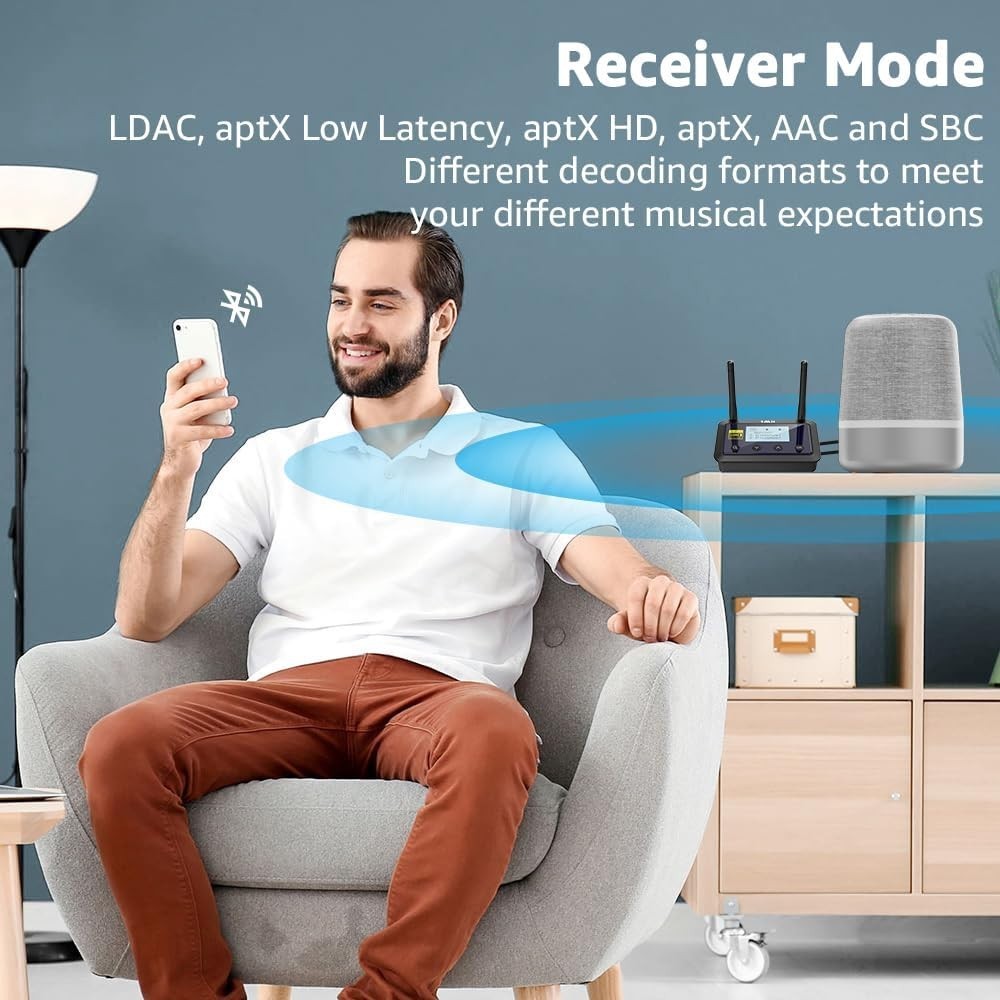1Mii B03Pro+ Bluetooth 5.3 Transmitter Receiver LDAC aptX TV Adapter