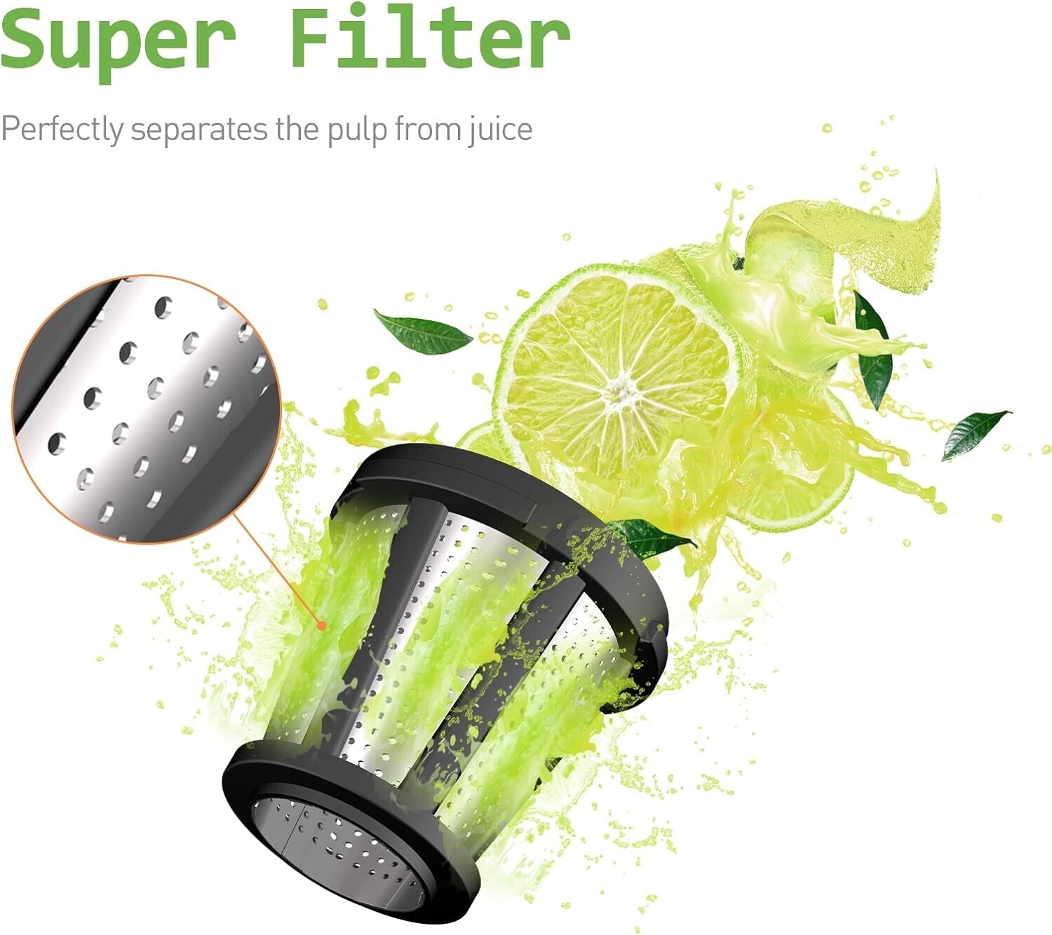 WHALL Slow Juicer, Cold Press Juicer Machines Vegetable and Fruit