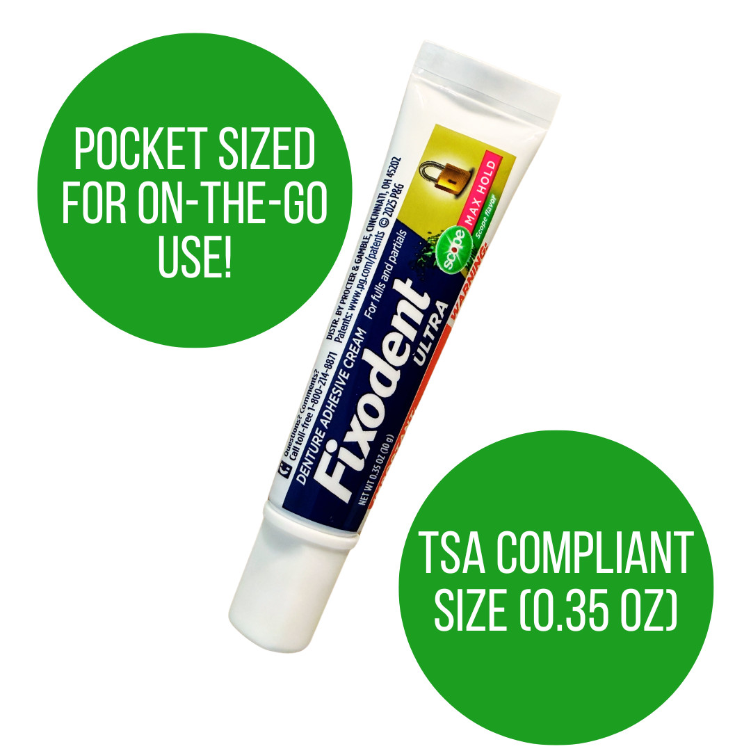 5 PACK: Fixodent Ultra Max Hold w/ Scope: Travel/Pocket Sized Tubes, 0.35 oz