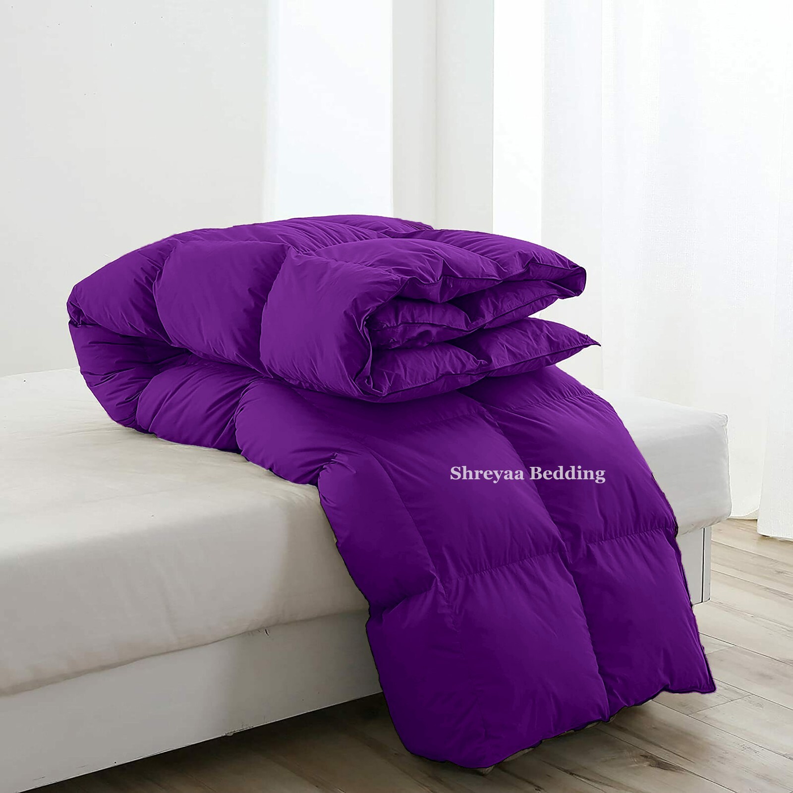 8 PCs Bedding Set (Comforter+Sheet Set+Duvet Set) 1000 TC Egyptian Cotton Purple