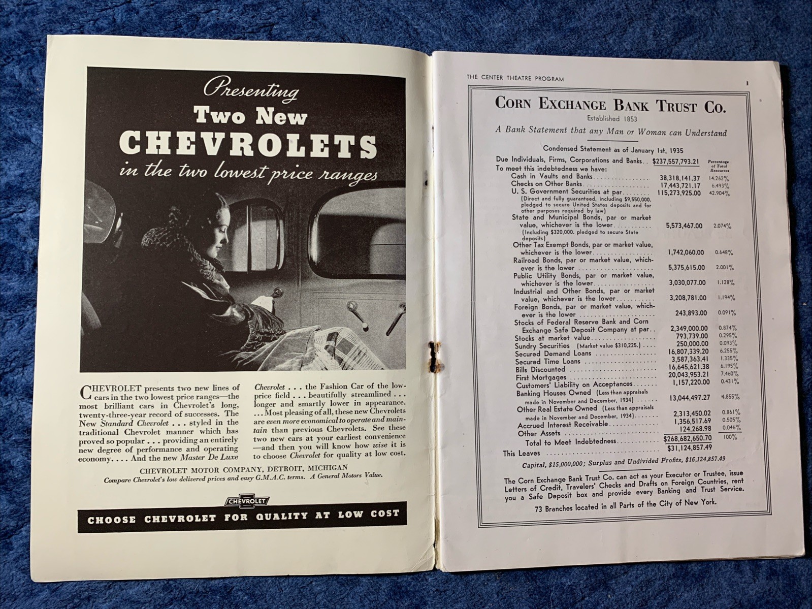 1935 Center Theatre Program Playbill “The Great Waltz” Original Broadway Run