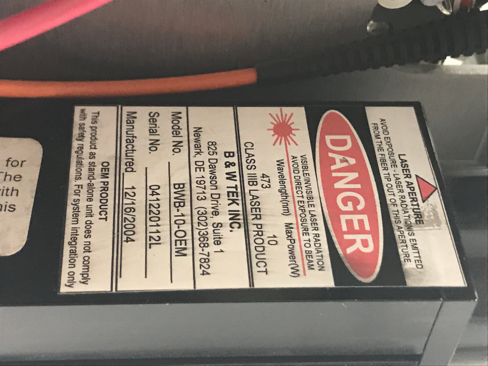 BW Tek 473nm RAMAN Spectrometer B&W Tek BWTEK - DPSS laser, probe, & More - DIY