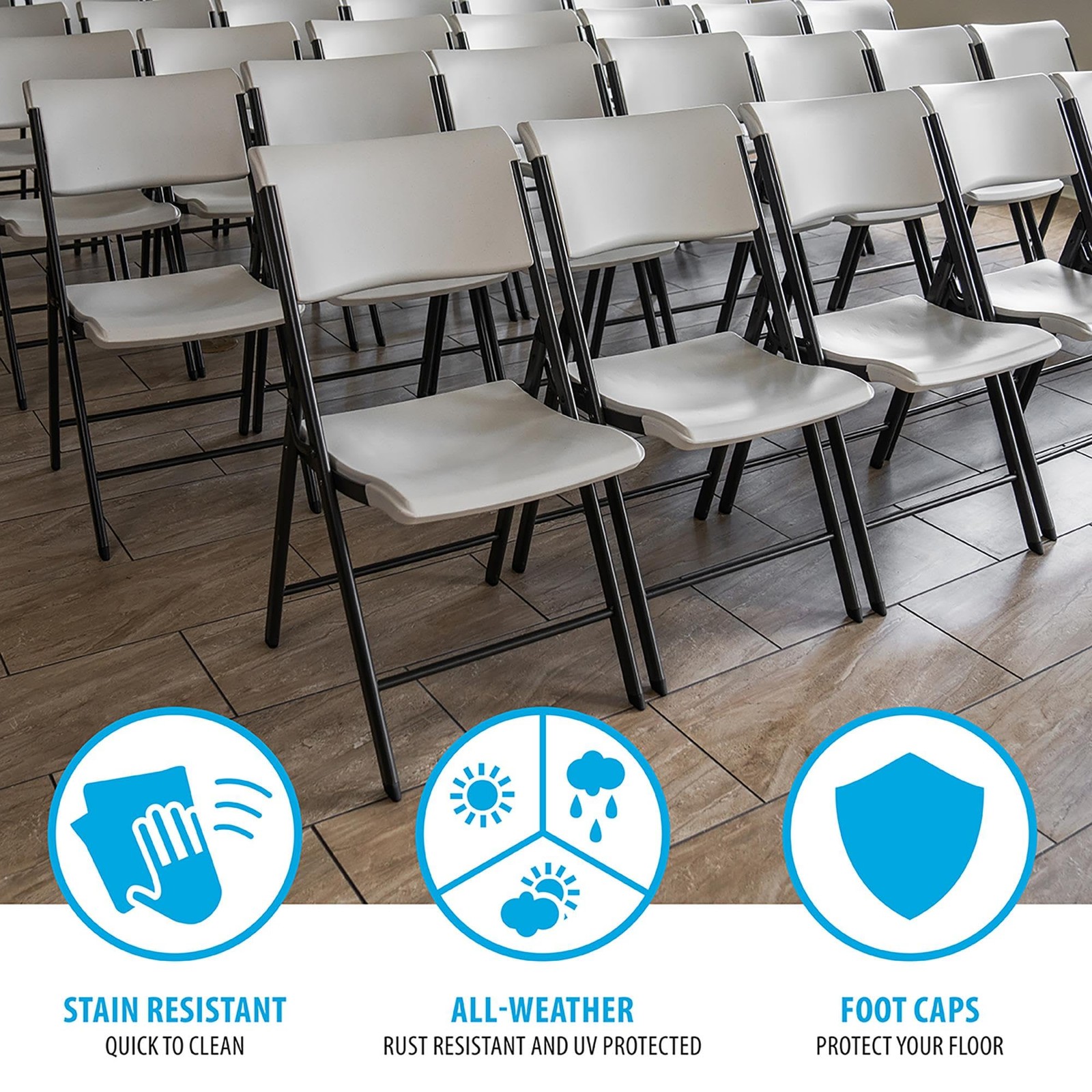 LIFETIME A-Frame Folding Chair, 4-Pack, Almond