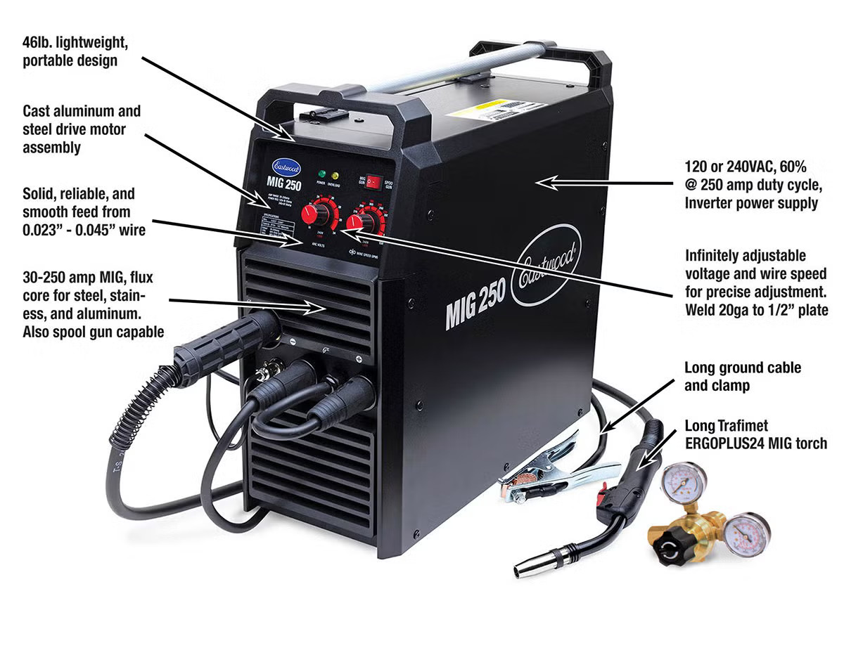 Eastwood 250 AMP MIG Welder Welds Up To 1/2 inch Thick Plate