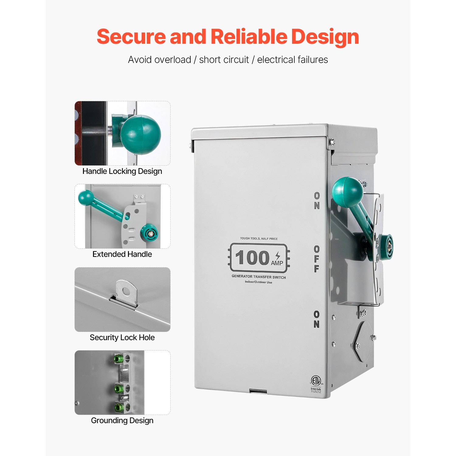 100A Generator Transfer Switch 24000W Manual Transfer Switch 120/240V