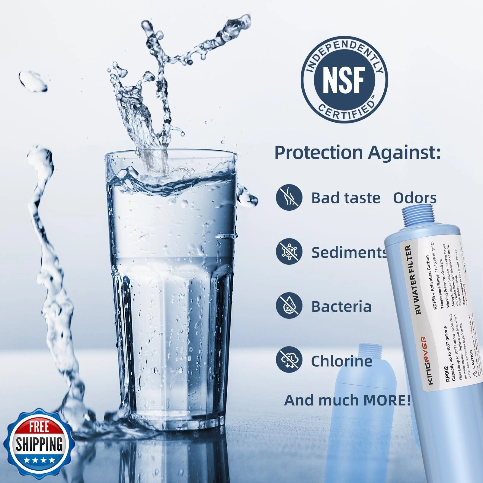 2* RV Water Filter w/Hose Protector for Drinking Reduces Chlorine Odor Sediment